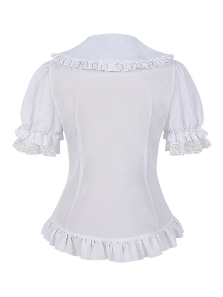 Camicetta Lolita in pizzo volant e colletto Peter Pan anni '50