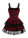 Abito gotico quadri patchwork in pizzo rosso anni '80