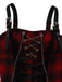 Abito gotico quadri patchwork in pizzo rosso anni '80