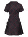 Abito quadri punk a trapezio con revers bordeaux anni '60