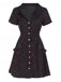 Abito quadri punk a trapezio con revers bordeaux anni '60