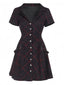 Abito quadri punk a trapezio con revers bordeaux anni '60