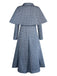 Trench coat a mantella Mercoledì a quadri blu anni '40