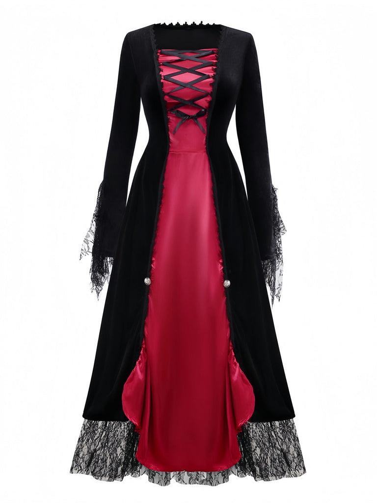 Abito da regina dei vampiri Halloween rosso anni '30