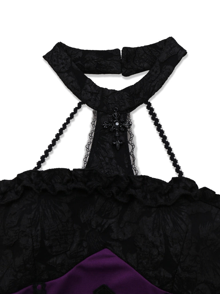 2PCS Top e gonna viola con croce gotica anni '80