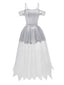 Abito da sposa zombie in pizzo e rete Halloween bianco anni '60
