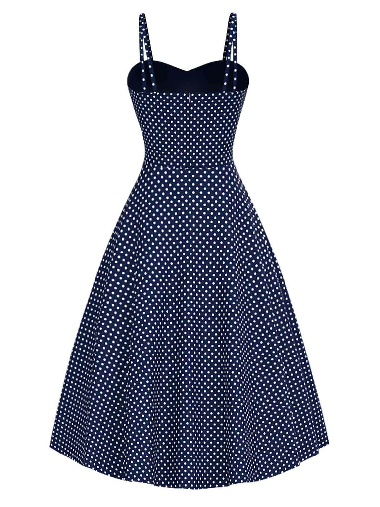 [Prevendita] Abito ricami floreale a pois blu anni '50