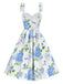 [Prevendita] Abito floreale in organza con lacci blu anni '50