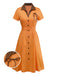 [Prevendita] Abito in cotone a pois con fiocco arancione anni '40