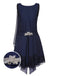 [Prevendita] Abito in pizzo e strass con patchwork blu anni '20