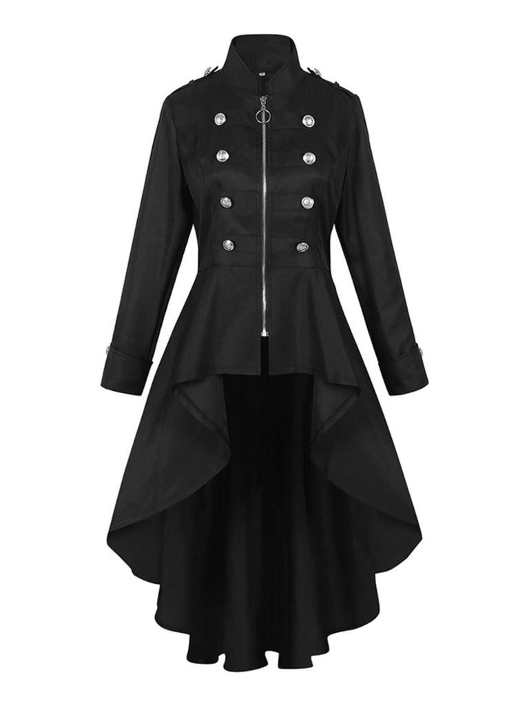 Cappotto con colletto alto e orlo alto e basso anni '50