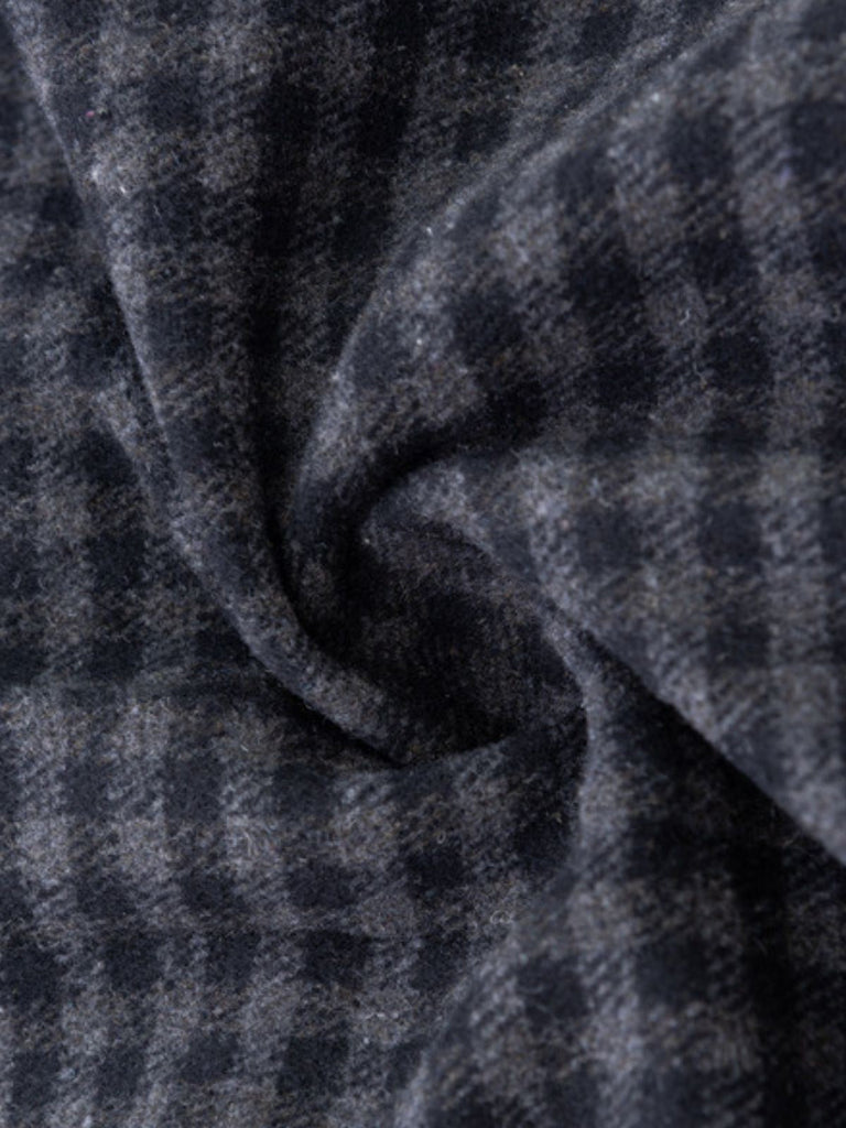 Cappotto a mantella Mercoledì in finta lana quadri grigio anni '50