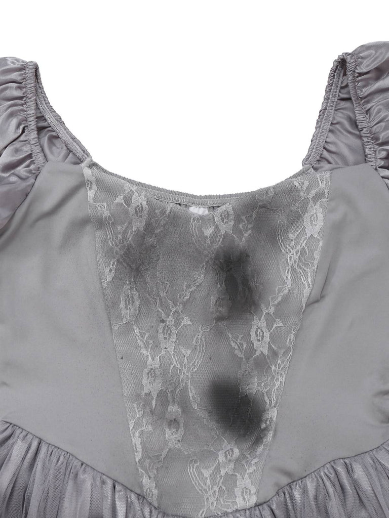 Abito tutù zombie stile sposa fantasma grigio anni '50