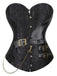 Corsetto steampunk jacquard floreale senza spalline in pelle anni '80