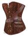 Corsetto steampunk jacquard floreale senza spalline in pelle anni '80