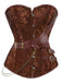 Corsetto steampunk jacquard floreale senza spalline in pelle anni '80