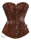 Corsetto steampunk jacquard floreale senza spalline in pelle anni '80
