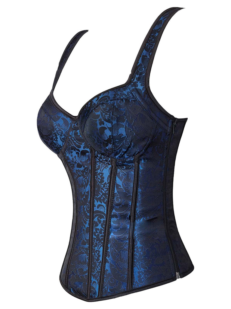 Corsetto gotico in jacquard con lacci e scollo a cuore anni '80