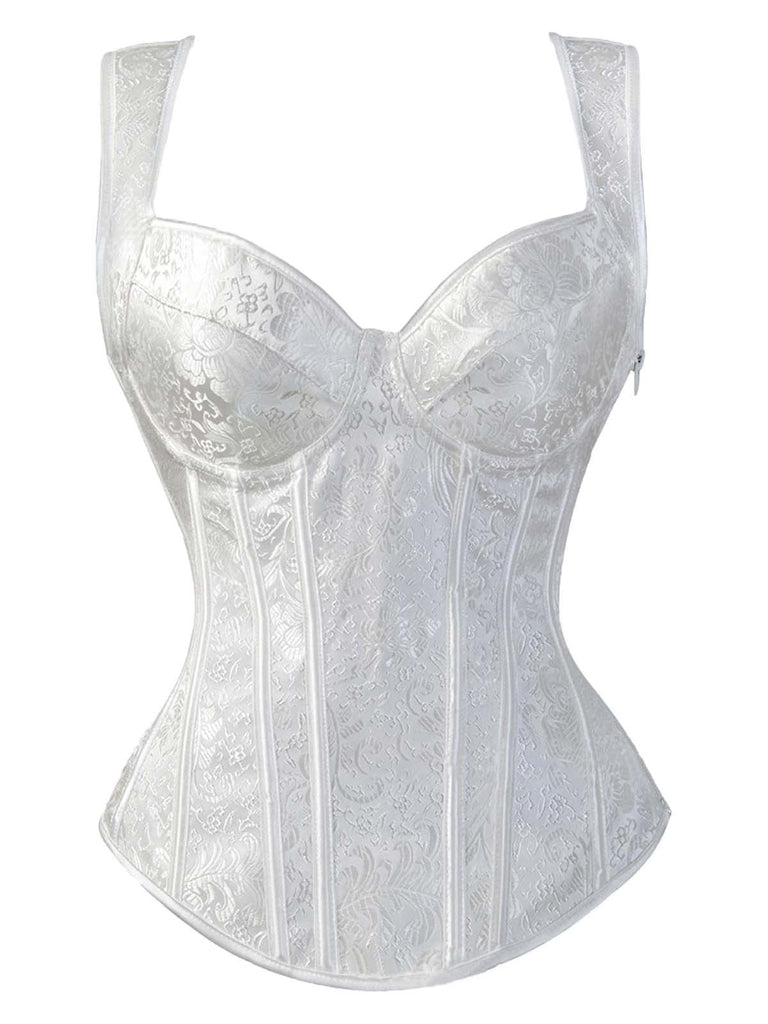 Corsetto gotico in jacquard con lacci e scollo a cuore anni '80