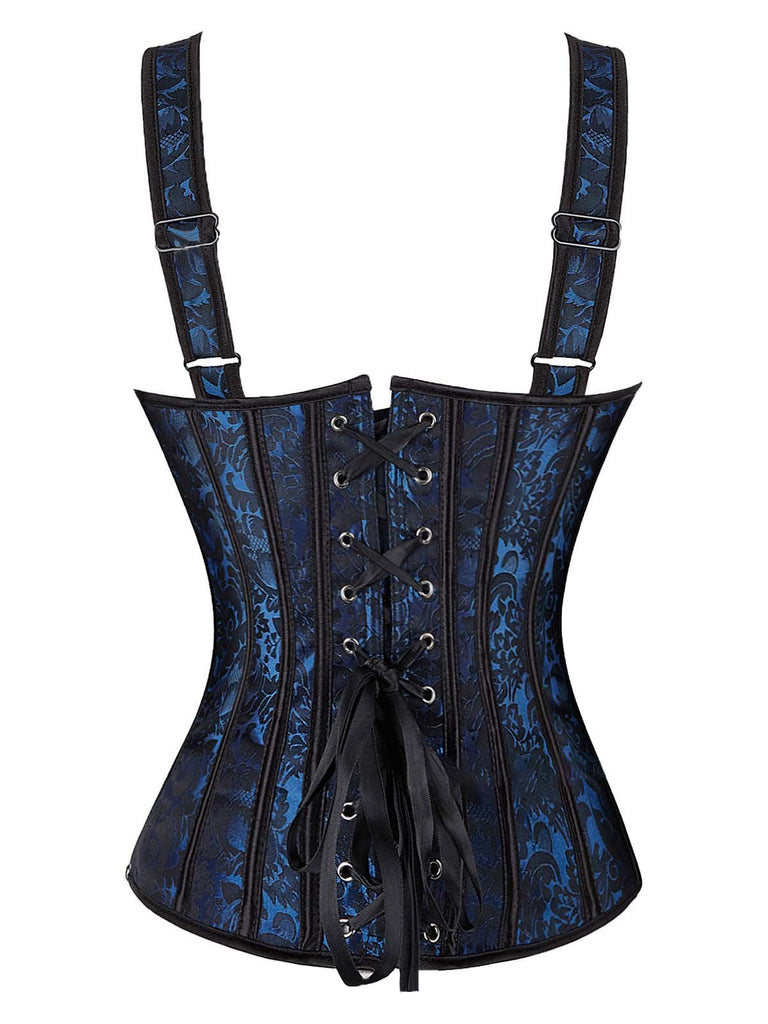 Corsetto gotico in jacquard con lacci e scollo a cuore anni '80