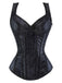 Corsetto gotico in jacquard con lacci e scollo a cuore anni '80