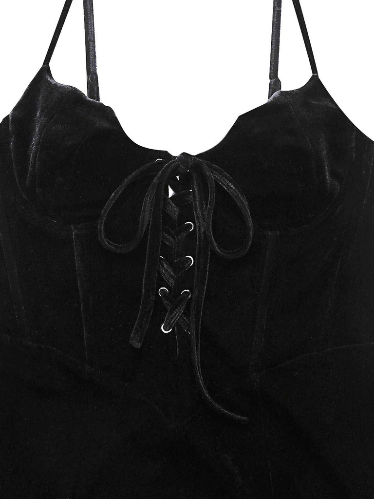 [Prevendita] Abito in velluto con scollo a pipistrello nero anni '60