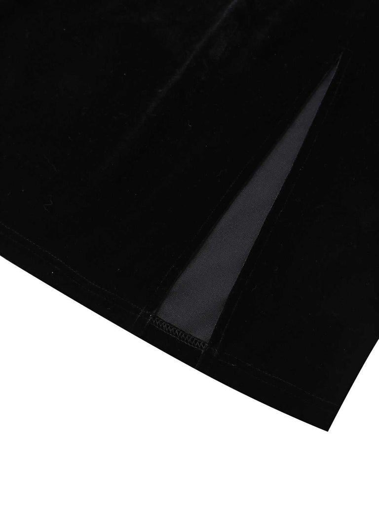 [Prevendita] Abito in velluto con scollo a pipistrello nero anni '60