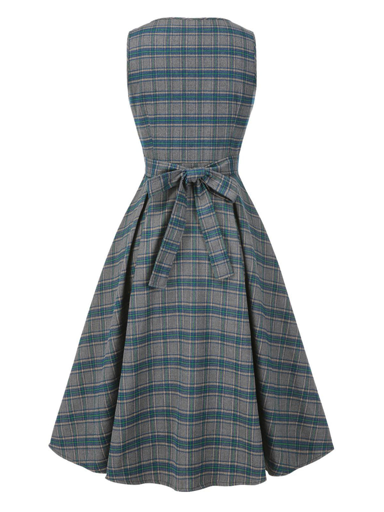 [Prevendita] 2PCS Abito grigio a quadri e camicetta cotone anni '50