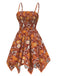 2PCS Top e abito floreale hippie arancione anni '70