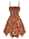 2PCS Top e abito floreale hippie arancione anni '70