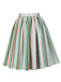 Gonna a righe colorate con fiocco grigio-verde anni '50