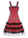 Abito in tartan scozzese con spalline larghe e lacci anni '60