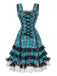 Abito in tartan scozzese con spalline larghe e lacci anni '60