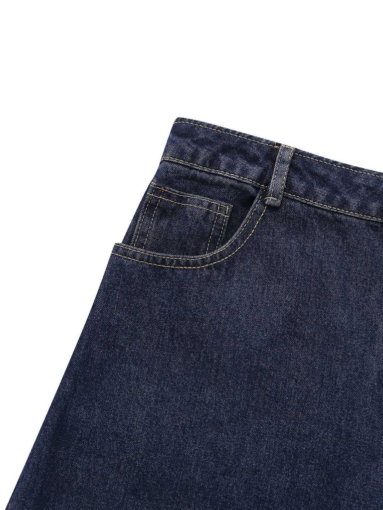 Pantaloni a  dritta in denim blu scuro anni '50