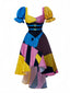 Abito Sally con scollo a cuore e patchwork multicolore anni '50