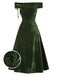 [Prevendita] Abito Bardot in velluto arricciature e spalle scoperte verde anni '40