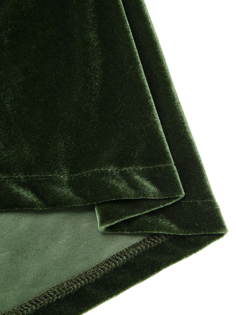 [Prevendita] Abito Bardot in velluto arricciature e spalle scoperte verde anni '40