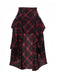 2PCS Top a quadri e gonna con orlo asimmetrico rosso anni '80