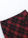 2PCS Top a quadri e gonna con orlo asimmetrico rosso anni '80