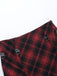 2PCS Top a quadri e gonna con orlo asimmetrico rosso anni '80