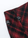2PCS Top a quadri e gonna con orlo asimmetrico rosso anni '80