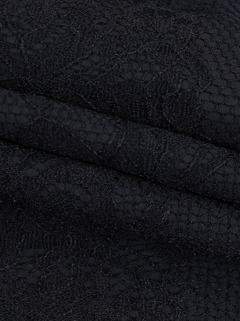 Gonna corsetto con lacci in pizzo e patchwork nero anni '70