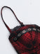 2PCS Top a quadri e gonna con orlo asimmetrico rosso anni '80