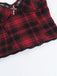 2PCS Top a quadri e gonna con orlo asimmetrico rosso anni '80