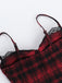 2PCS Top a quadri e gonna con orlo asimmetrico rosso anni '80