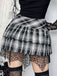 Gonna steampunk a quadri patchwork in pizzo grigia anni '80