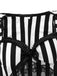 Abito a righe patchwork in pizzo bianco e nero anni '70