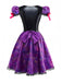 Abito da strega e cappello ragnatela Halloween viola anni '70