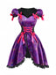 Abito da strega e cappello ragnatela Halloween viola anni '70