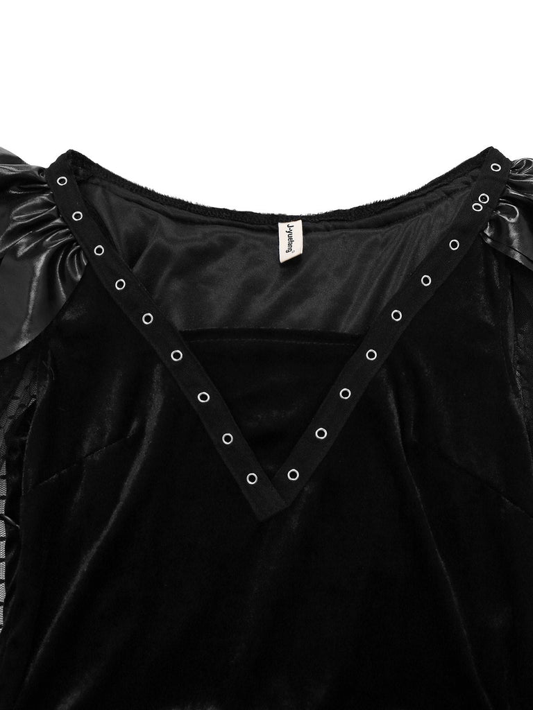 Abito in rete stile pipistrello punk nero anni '80